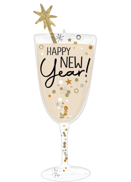 New Year Bubbly Glass Large Balloon
