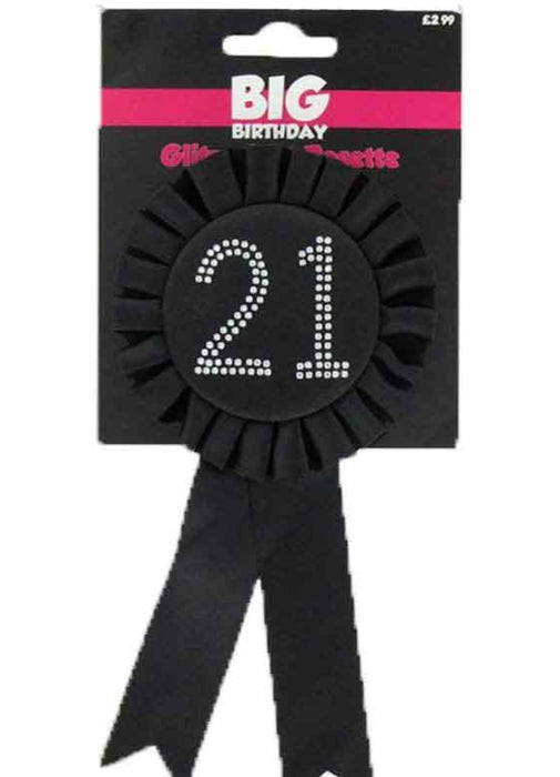 Black Glitzy 21st Rosette