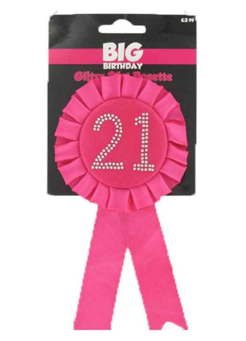 Hot Pink Glitzy 21st Rosette