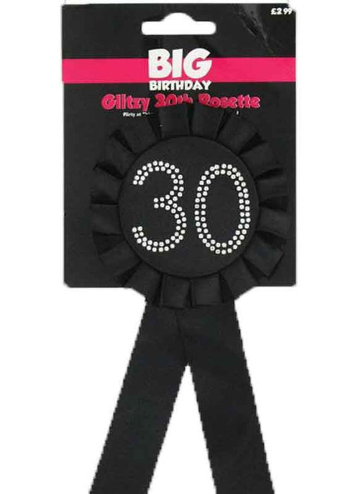 Black Glitzy 30th Rosette