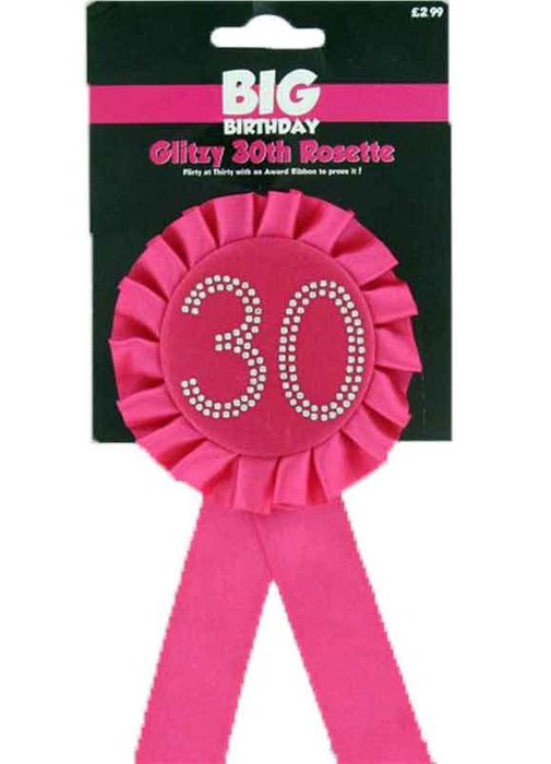Hot Pink Glitzy 30th Rosette