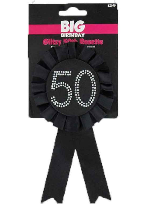 Black Glitzy 50th Rosette