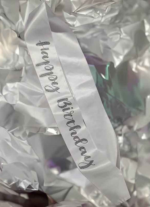 Black Diamante Birthday Sash