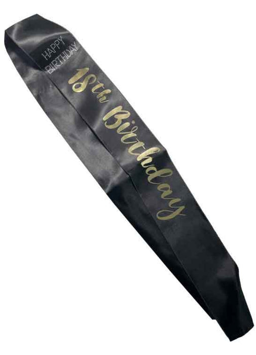 Black 18th Birthday Sash