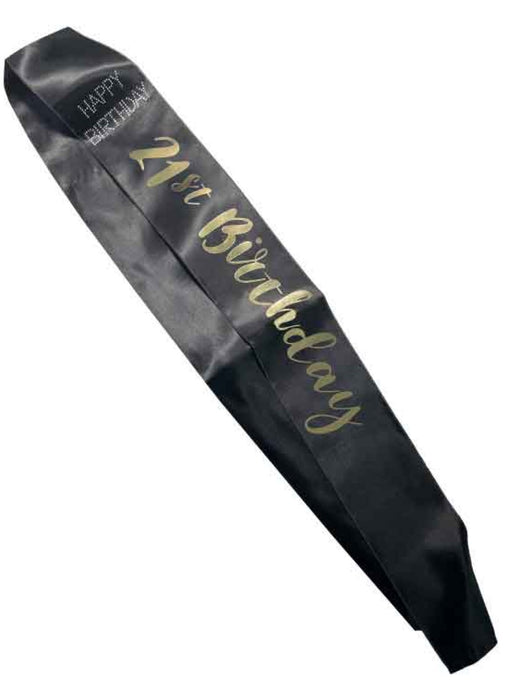 Black 21st Birthday Sash