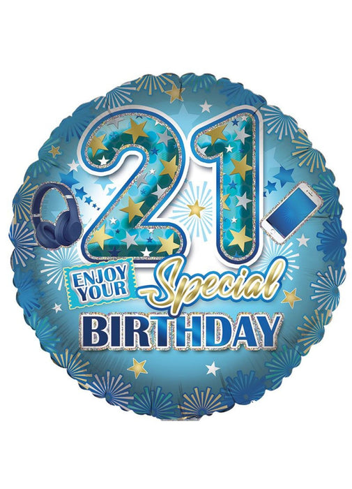Age 21 Boy Foil Balloon