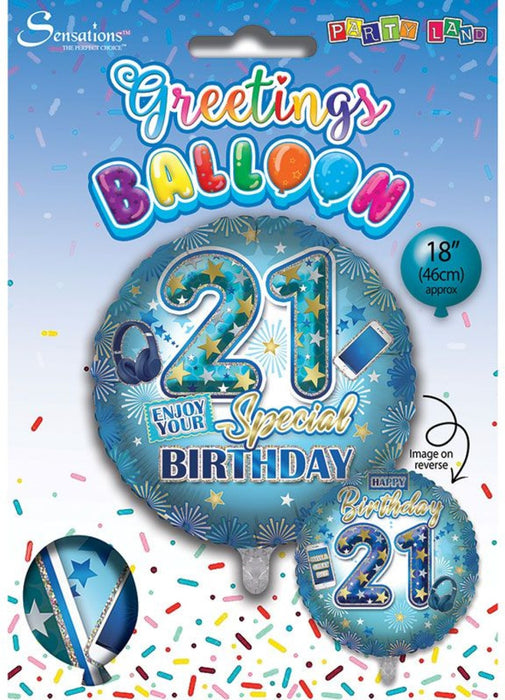 Age 21 Boy Foil Balloon