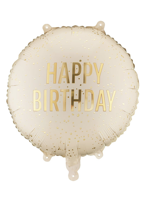 Cream Happy Birthday Balloon