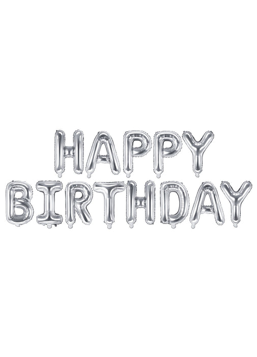 Silver Happy Birthday Foil Balloons