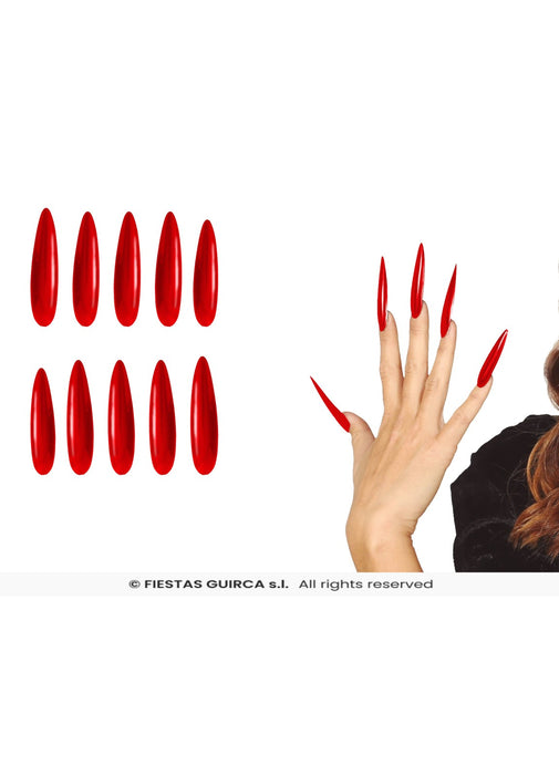 Long Red Fake Nails 12pk