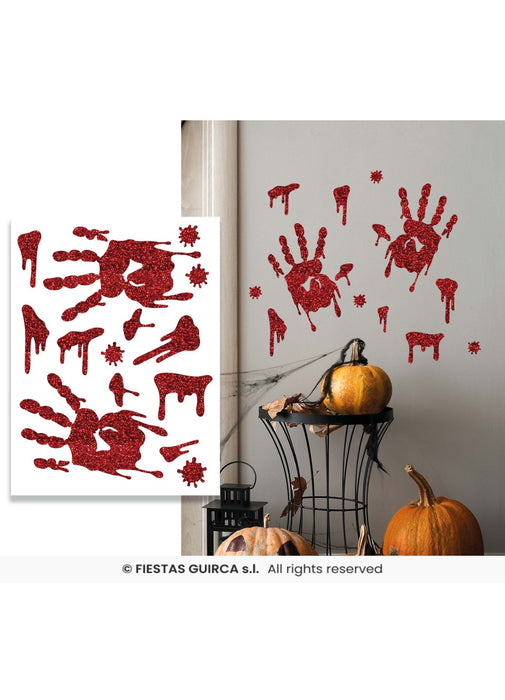 Bloody Glitter Handprints Stickers