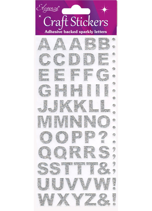Silver Glitter Craft Letter Stickers