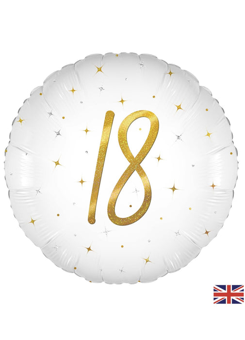 18th Birthday White & Gold Balloon