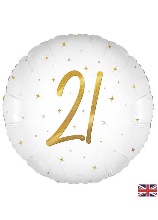 21st Birthday White & Gold Balloon