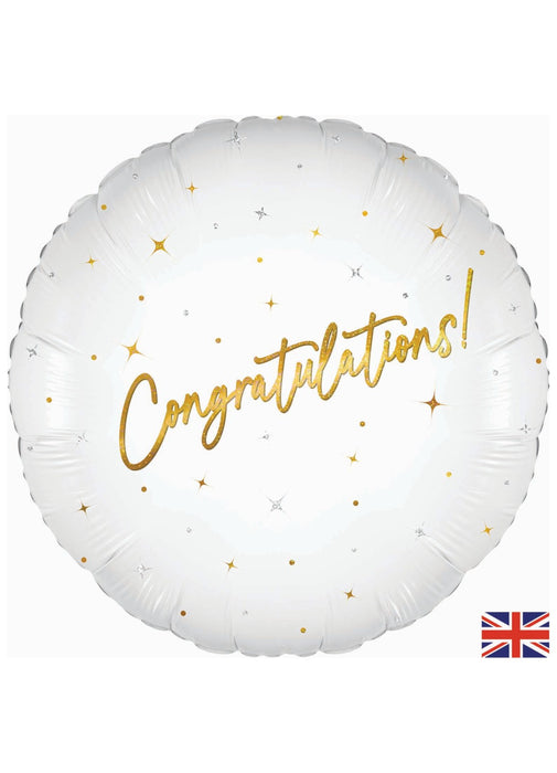 Congratulations White & Gold Balloon