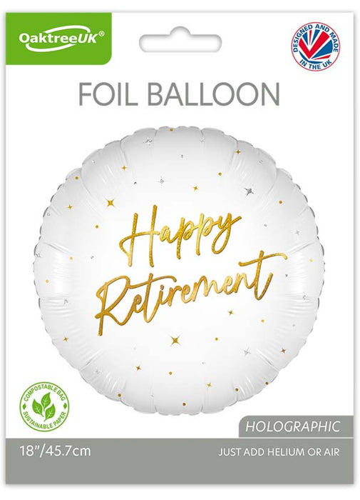 Retirement White & Gold Foil Balloon