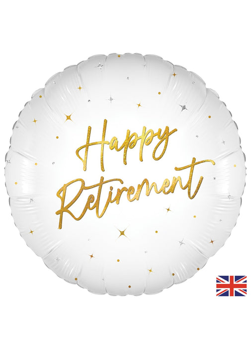 Retirement White & Gold Foil Balloon