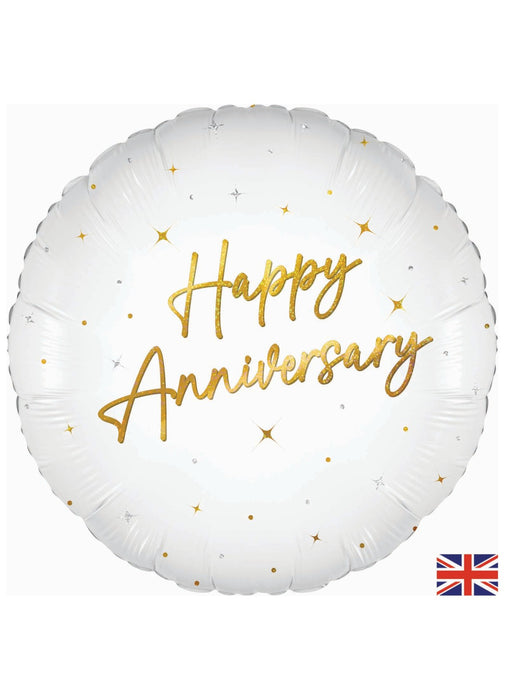 Anniversary White & Gold Foil Balloon