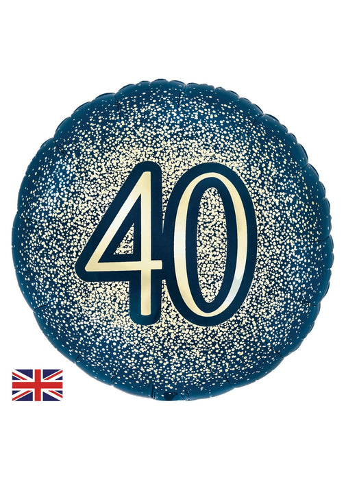 Navy Gold 40th Birthday Foil Balloon