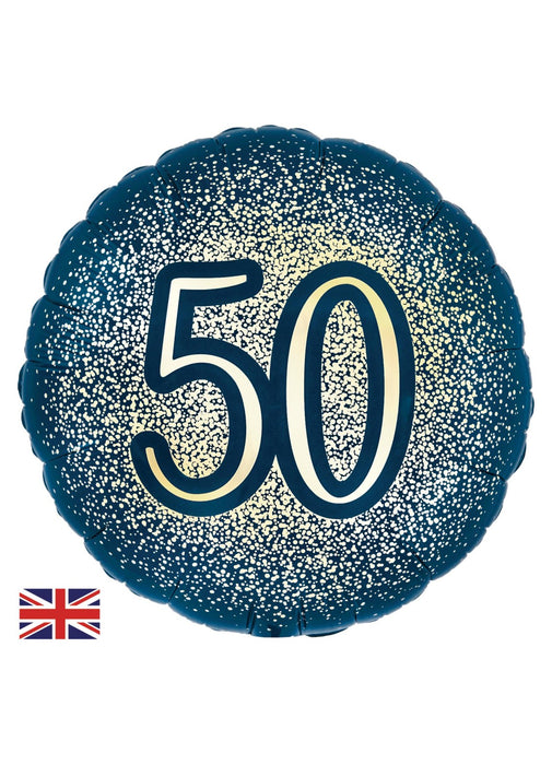 Navy Gold 50th Birthday Foil Balloon
