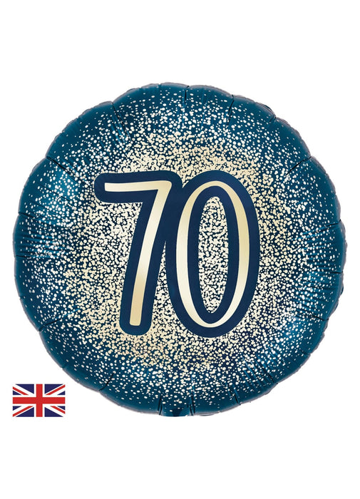 Navy Gold 70th Birthday Foil Balloon