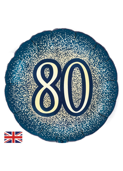Navy Gold 80th Birthday Foil Balloon