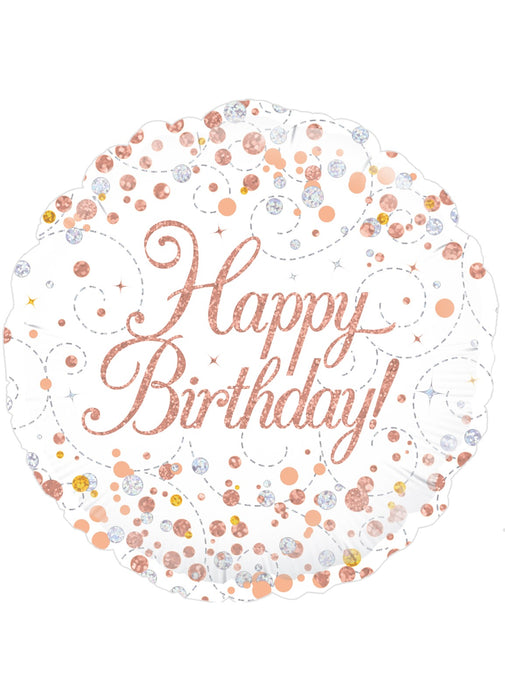 Holographic White & Rose Gold Birthday Balloon