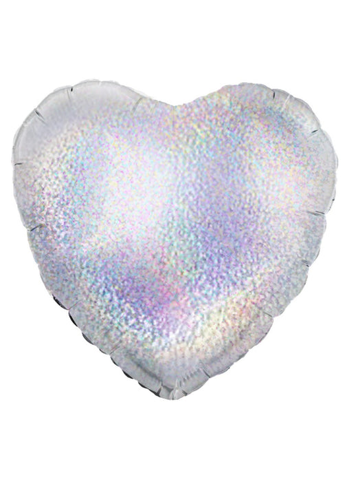 Silver Holographic Heart Balloon