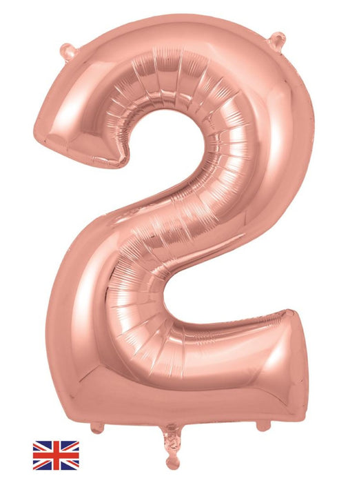 Number 2 Rose Gold Foil Balloon