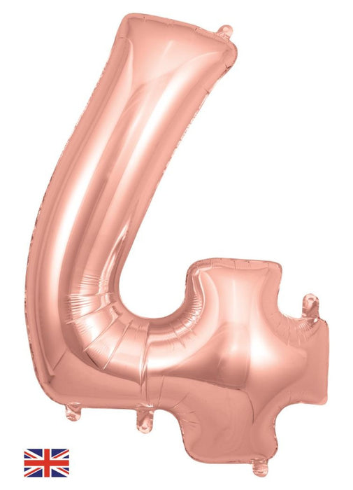 Number 4 Rose Gold Foil Balloon