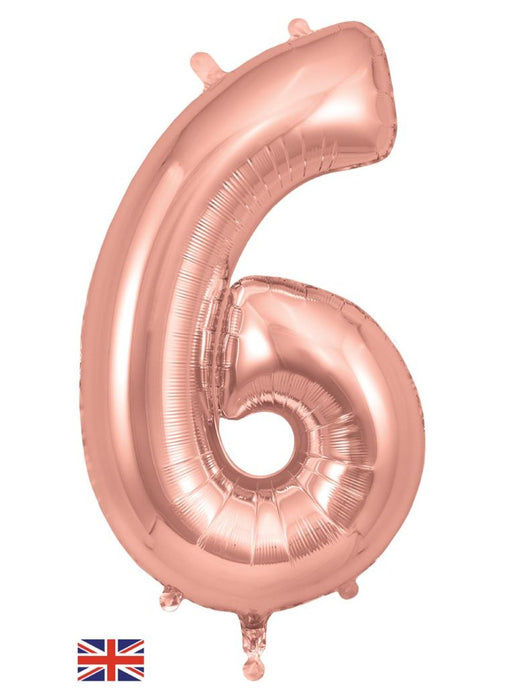 Number 6 Rose Gold Foil Balloon