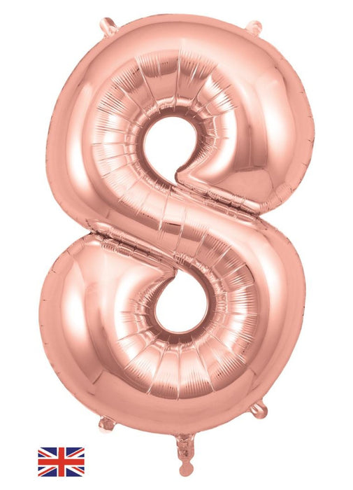 Number 8 Rose Gold Foil Balloon