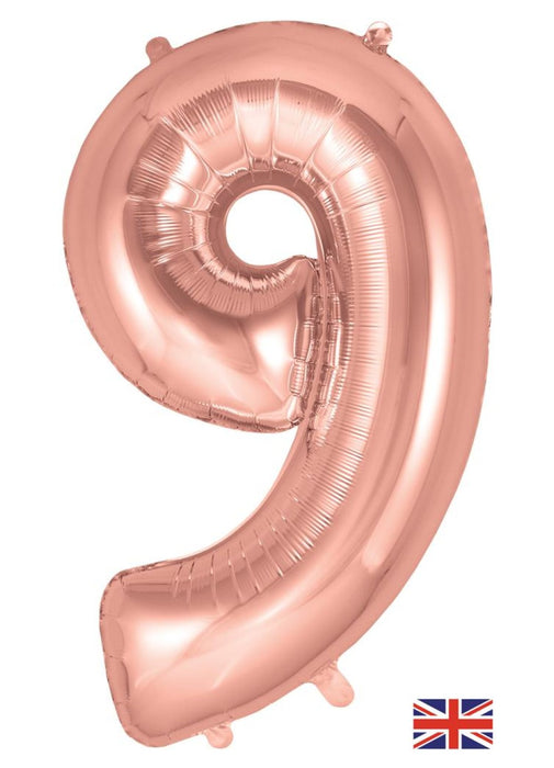 Number 9 Rose Gold Foil Balloon