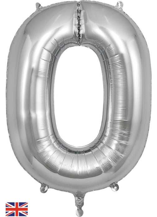 Number 0 Silver Foil Balloon