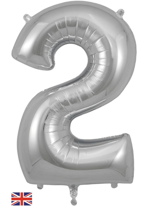 Number 2 Silver Foil Balloon