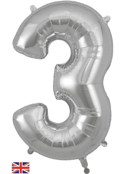 Number 3 Silver Foil Balloon