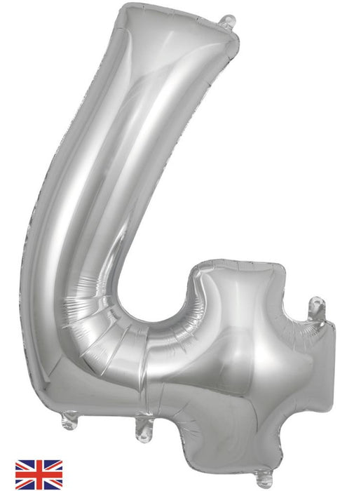 Number 4 Silver Foil Balloon