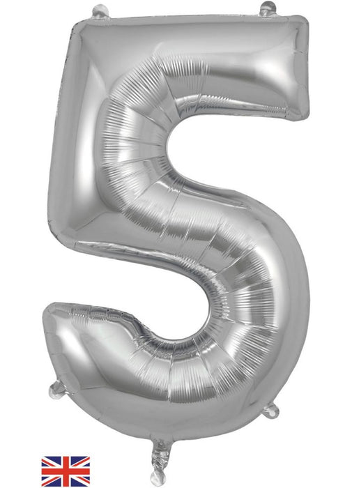 Number 5 Silver Foil Balloon