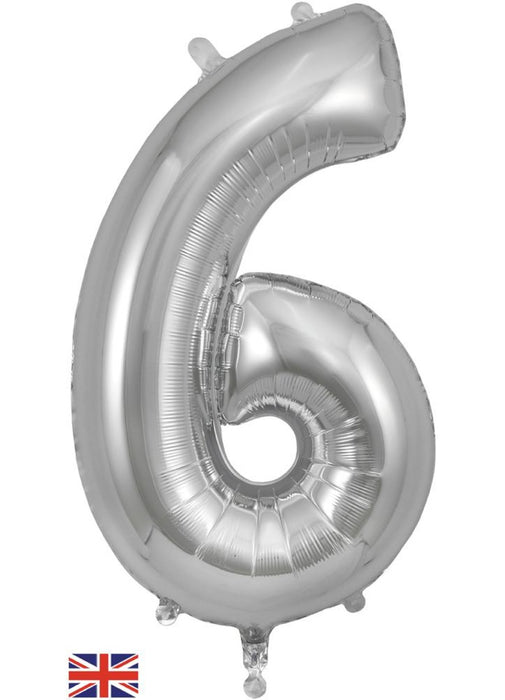 Number 6 Silver Foil Balloon