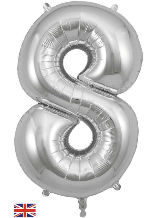 Number 8 Silver Foil Balloon