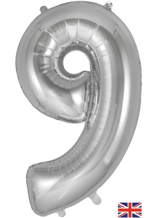Number 9 Silver Foil Balloon