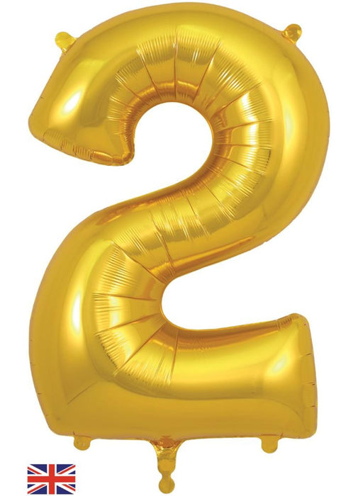 Number 2 Gold Foil Balloon