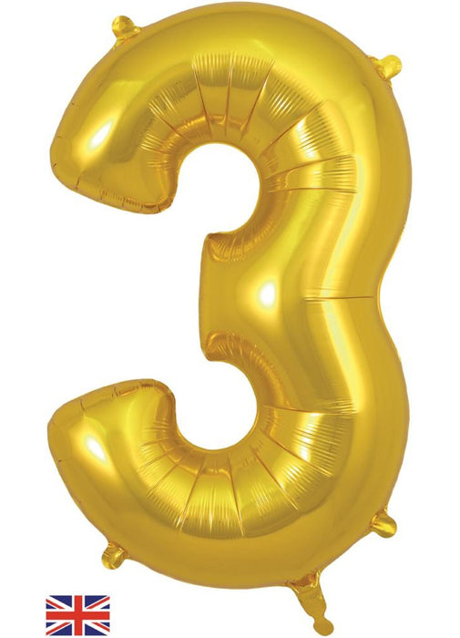 Number 3 Gold Foil Balloon