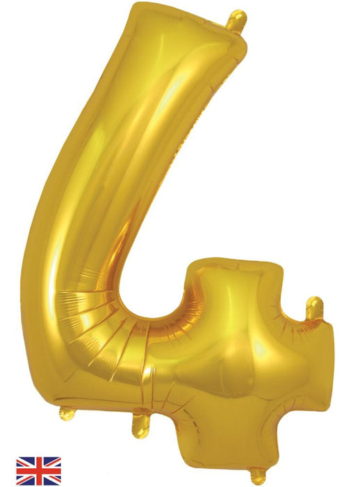 Number 4 Gold Foil Balloon