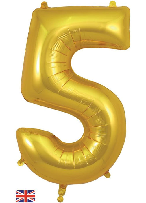 Number 5 Gold Foil Balloon