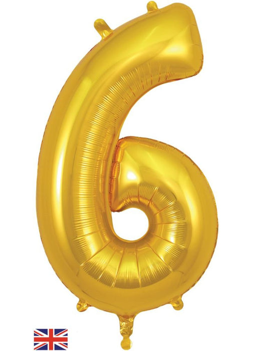 Number 6 Gold Foil Balloon
