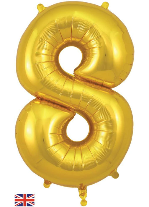 Number 8 Gold Foil Balloon