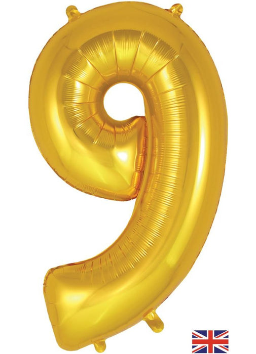 Number 9 Gold Foil Balloon