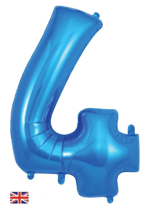 Number 4 Blue Foil Balloon