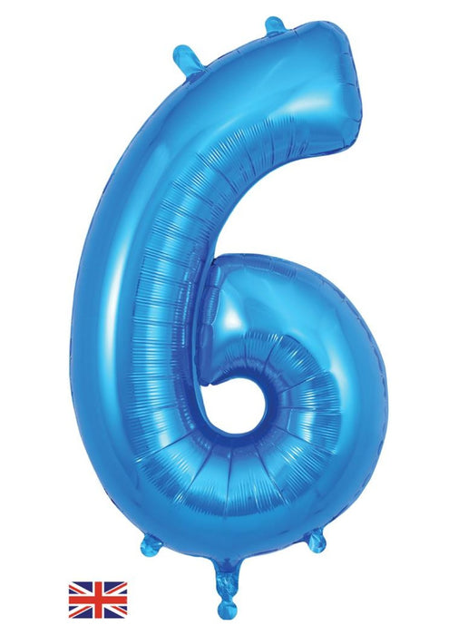 Number 6 Blue Foil Balloon